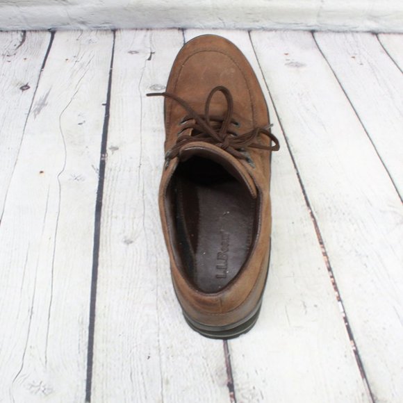 LL Bean Brown Leather Lace Up Vibram Sole Oxford Shoes Size 10 M - Picture 6 of 9